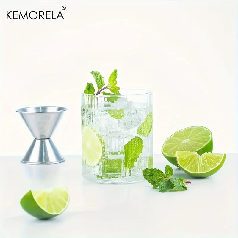 KEMORELA Vintage Ribbed Glass Cup Set 300ml | 4 or 6 Piece