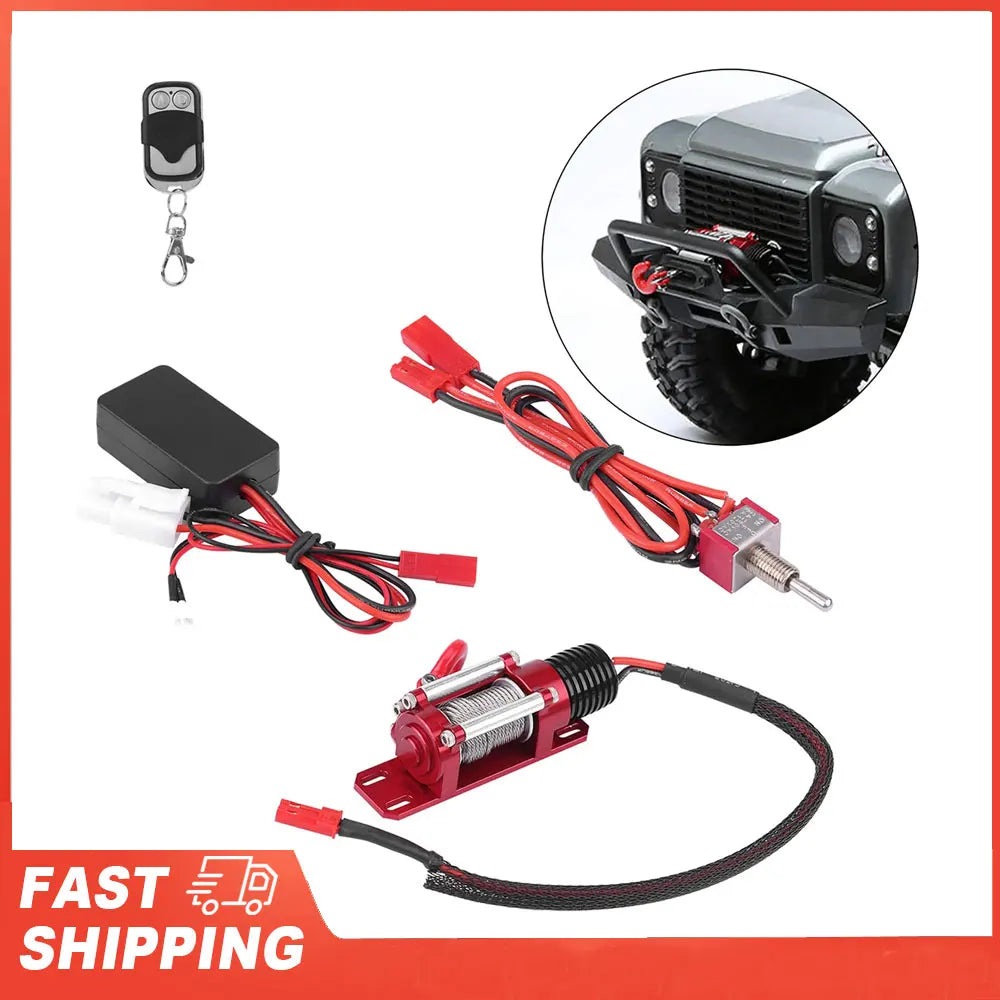 1 10 Scale RC Model Vehicle Crawler Car Accessory Metal Winch Remote