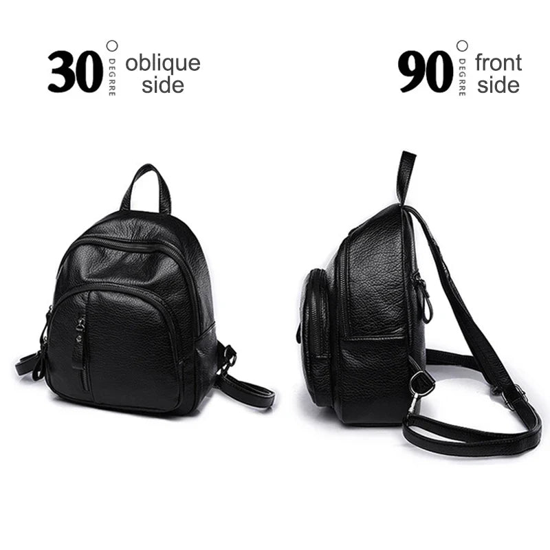 Anti-Theft PU Leather Mini Backpack – Vintage Women's Bag