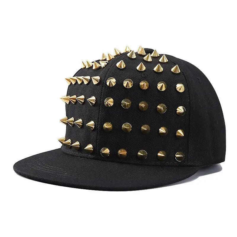 Rivet Stud Baseball Cap – Punk Rock Y2K Unisex Flat Brim Hat