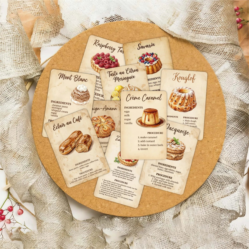 36 Vintage Dessert Recipe Booklets – Retro Baking Gift Card Set