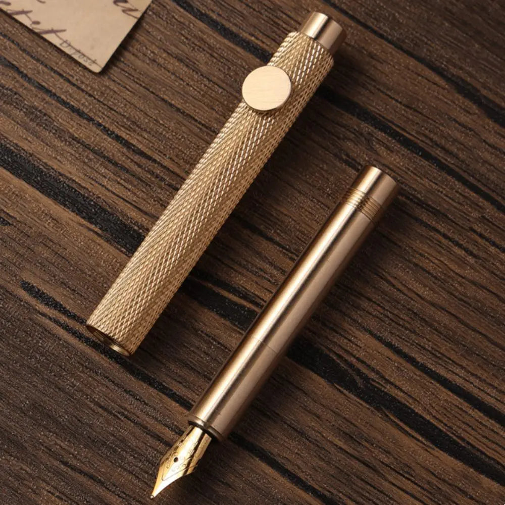 Retro Brass Fountain Pen – Mini Pocket Scalable Writing Pen