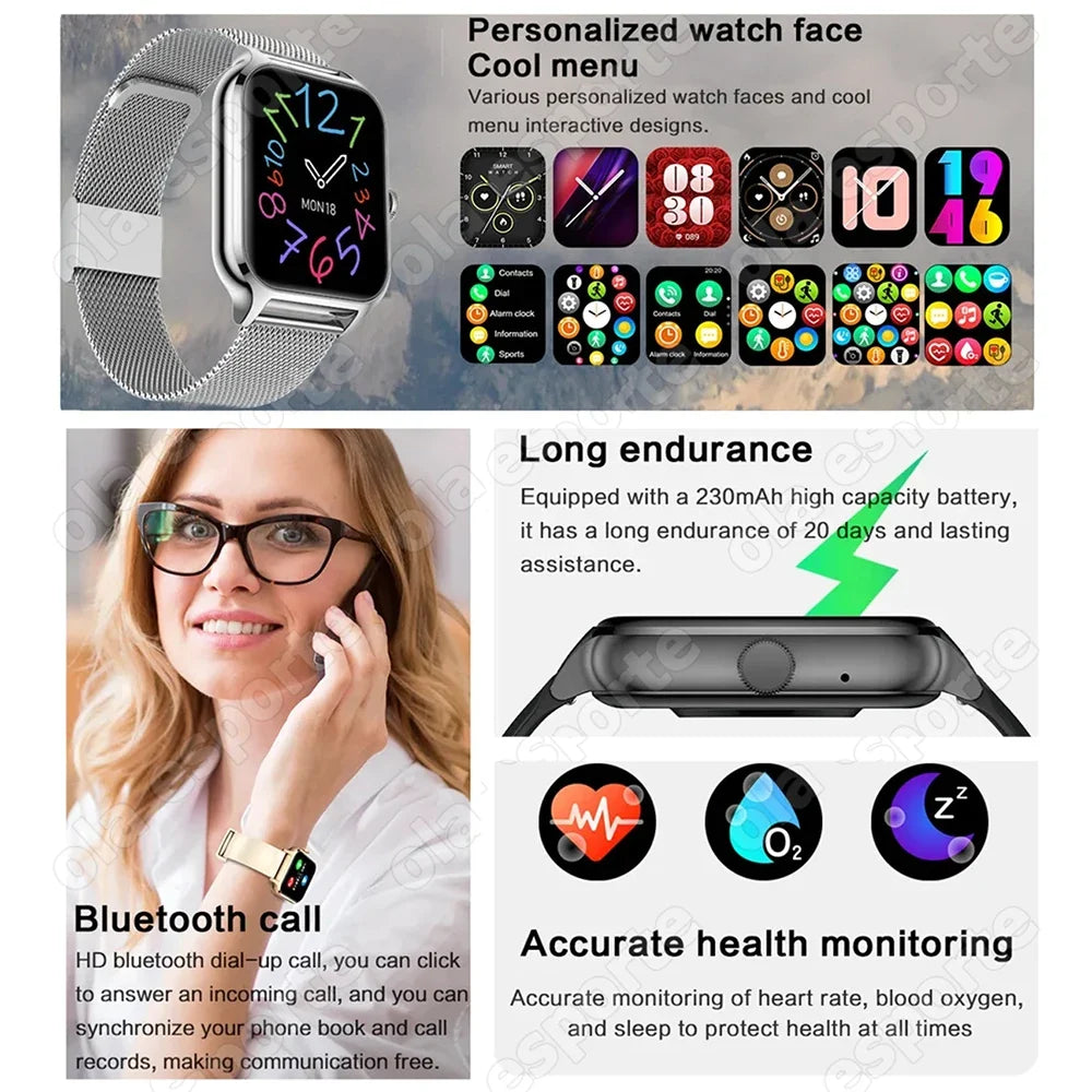 Smart Watch 2.01" HD Bluetooth Call Fitness Tracker Men Women