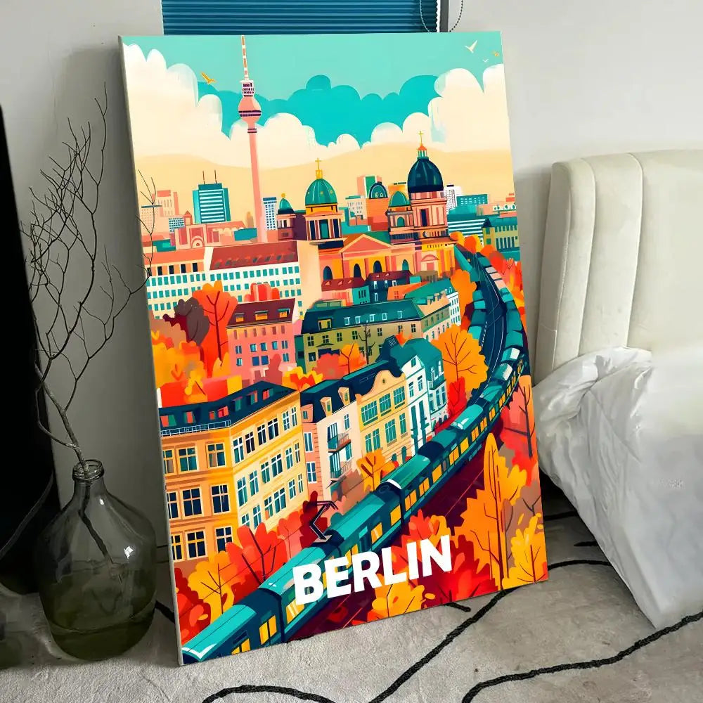 Nordic City Landscape HD Canvas Wall Art Print | Home Decor