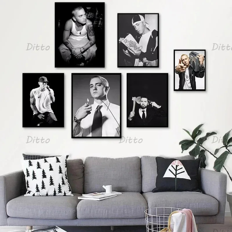 Eminem Vintage Hip Hop Canvas Wall Art | Minimalist Music Print