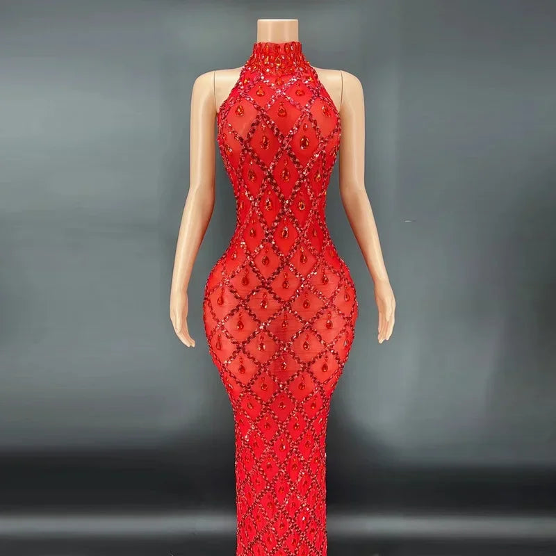 Rhinestone Maternity Evening Gown | Baby Shower Photoshoot Dress