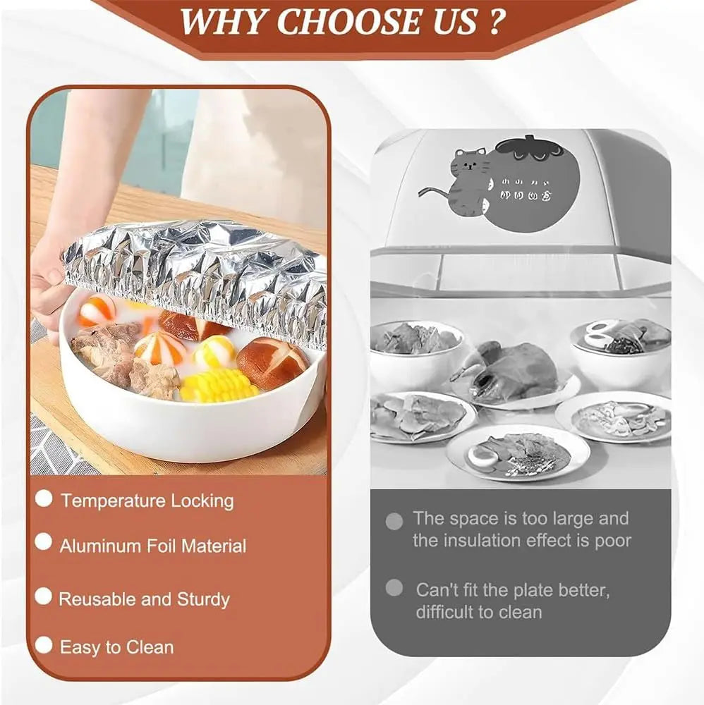 Reusable Aluminum Foil Food Covers – Stretch Lids for Plates & Bowls