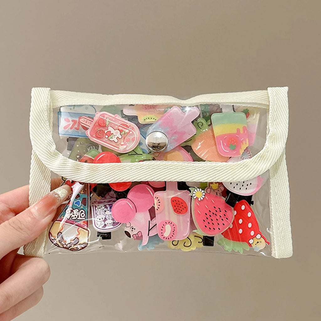 Cartoon Print Hair Barrettes for Women – 10pc Resin Clips
