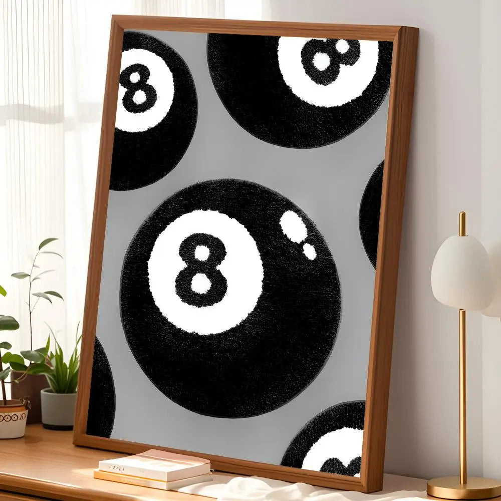 No. 8 Ball Black & White Self-Stick HD PVC Wall Art Poster