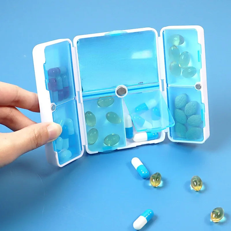 Pill Box 7 Grids Portable Double Layer Mini Medicine Sealed Moisture