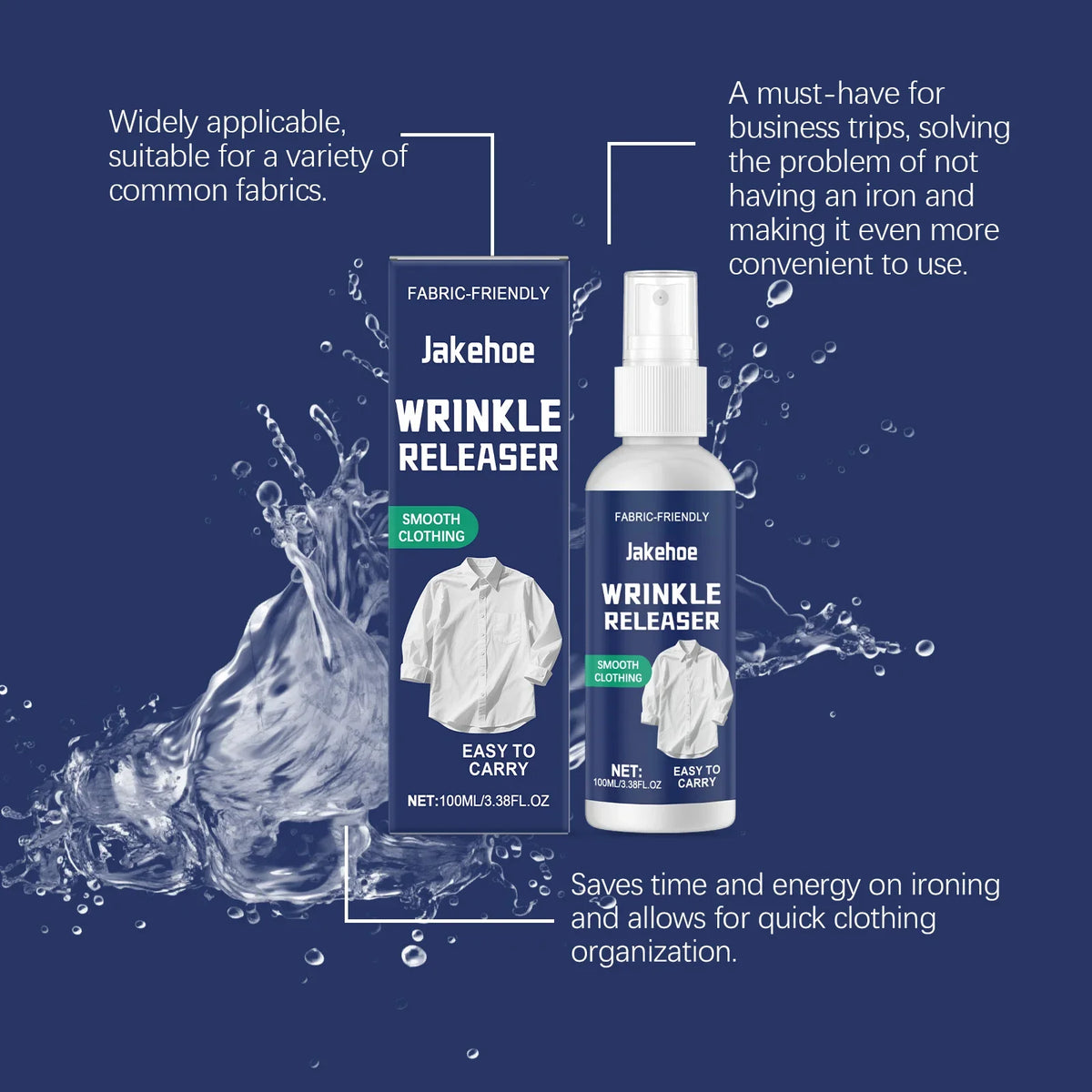 JAKEHOE Wrinkle Releaser Spray 100ml – No-Iron Garment Care