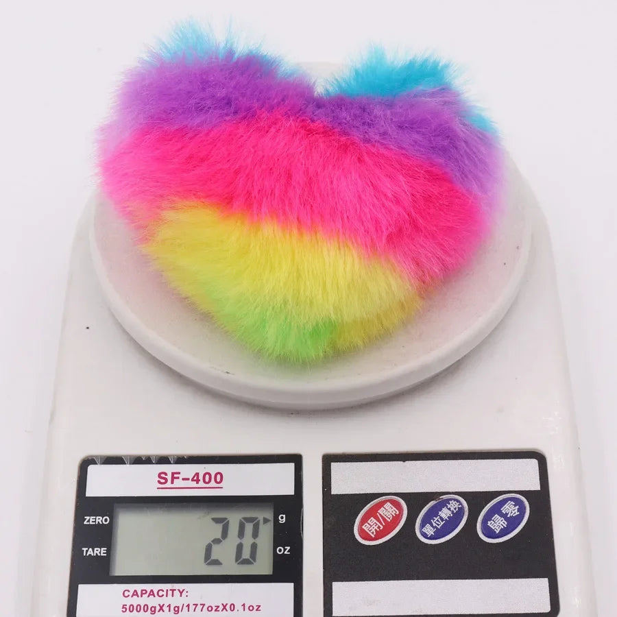 Fluffy Faux Fur Heart Keychain – Colorful Women's Bag Charm