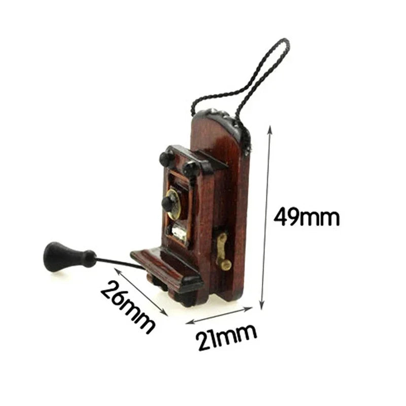 1:12 Miniature Antique Wall Mount Phone – Dollhouse Accessory