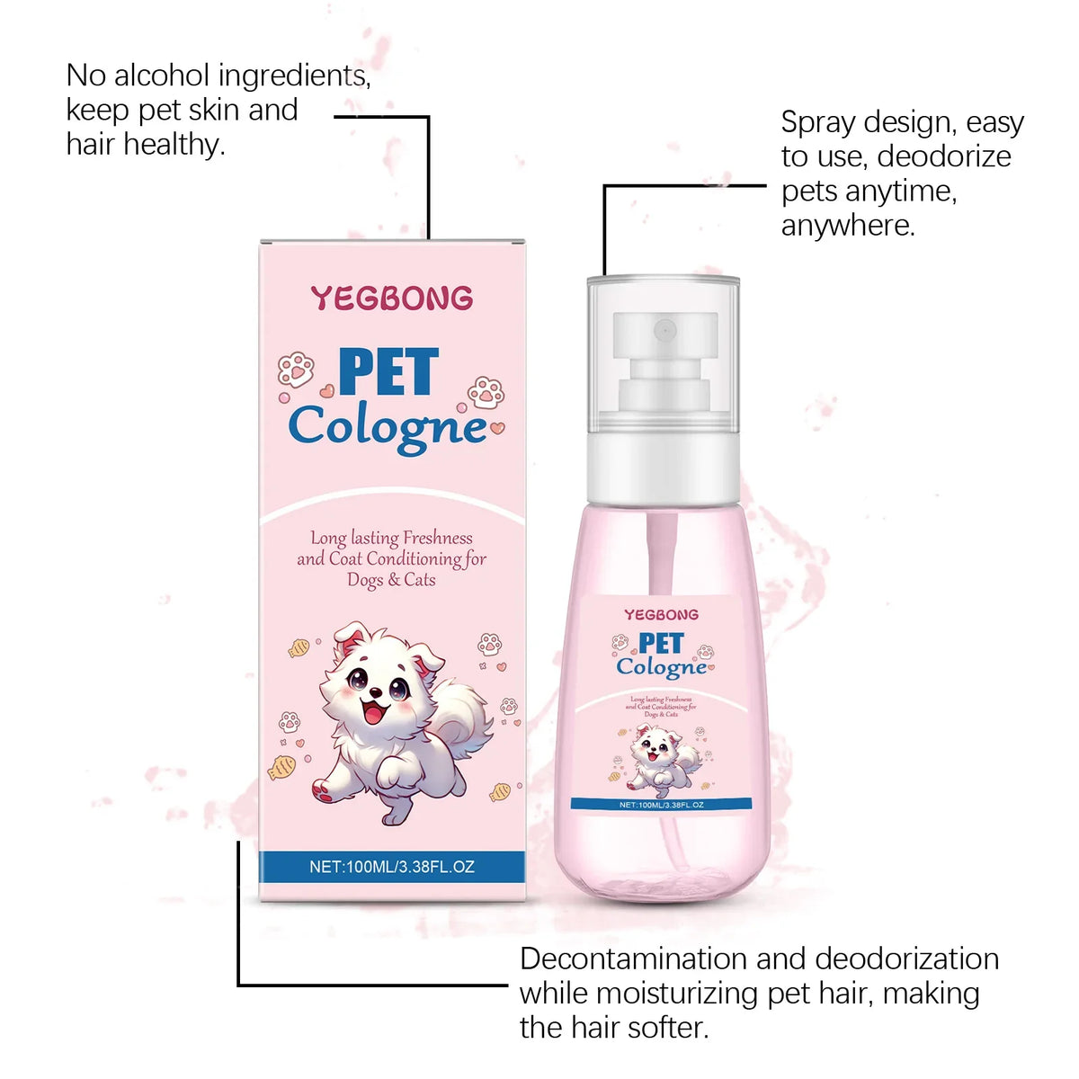 YEGBONG Pet Cologne Spray – Baby Powder Scent & Odor Control