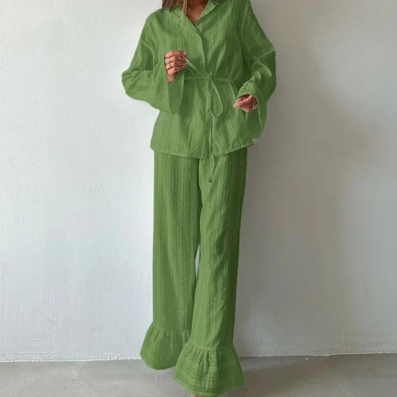 Women's 2-Piece Cotton Pajama Set – Long Sleeve Winter Sleepwear