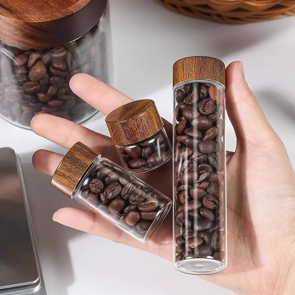 10 20 Wooden Lid Mini Glass Bottles Transparent Sealed Small Spice