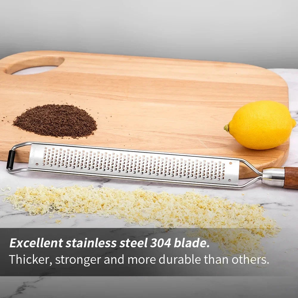 Wooden Handle Zester & Grater – Stainless Steel Kitchen Tool