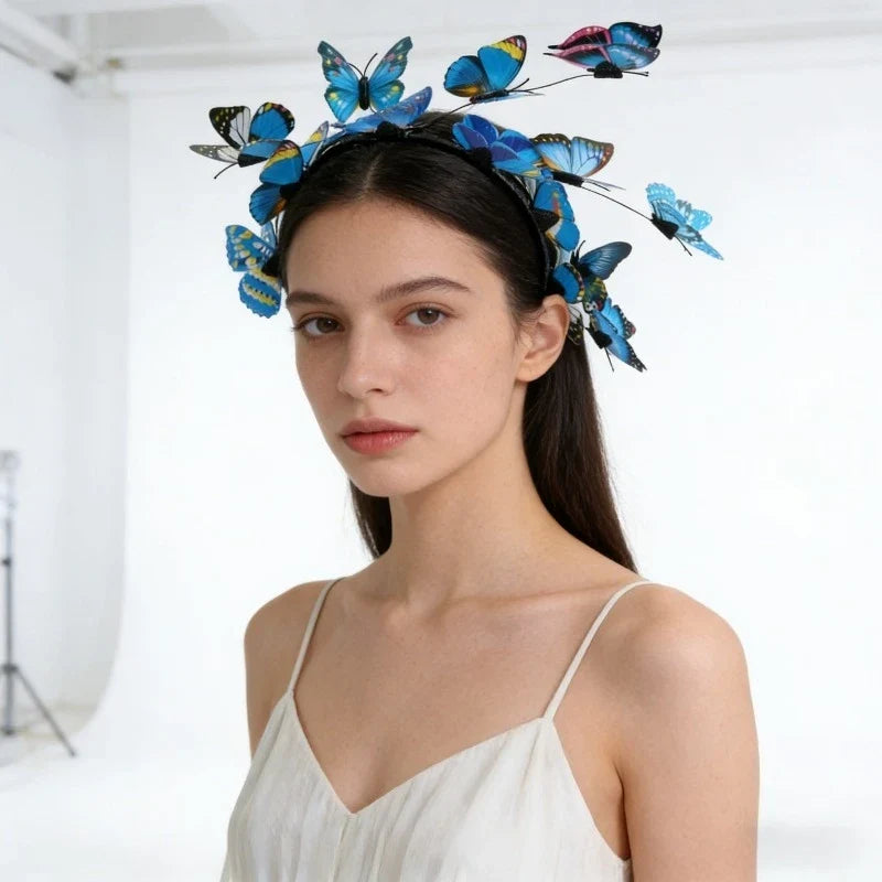 Womens Fairy Wreath Headband Butterfly Jewelry Flower Garland Hair