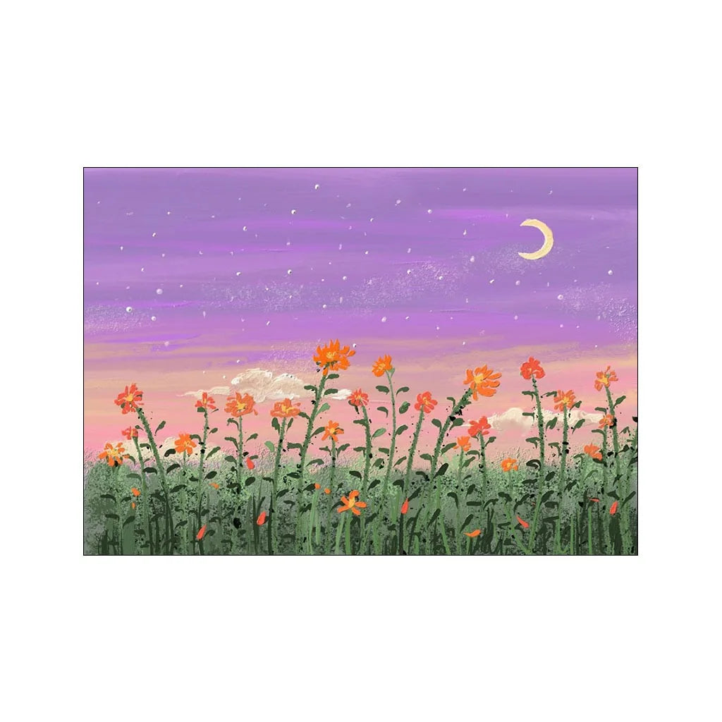 Nordic Sea Sunset Watercolor Canvas Poster | Wall Art Print