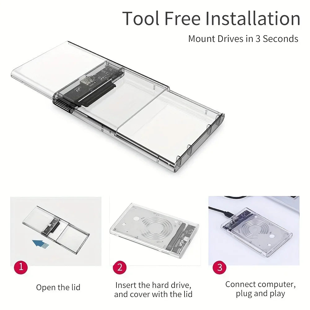 Ultra-fast USB C SATA Hard Drive Enclosure 5Gbps UASP Compatible 2