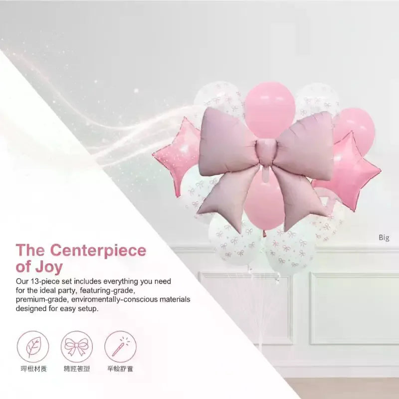 Bow Print Latex Balloon Foil Coquette Birthday Girl Baby Shower