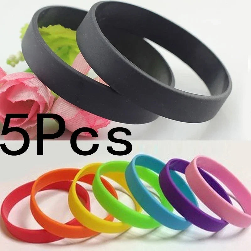 5-Pack Glow Silicone Sports Wristbands – Basketball Bracelet Set