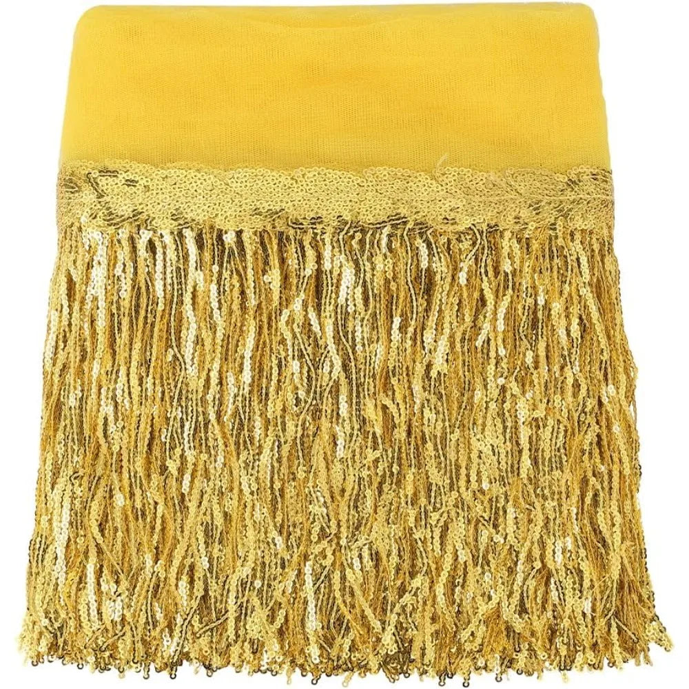 10 Yards Gold Sequin Tassel Fringe Trim Ribbon – 13 Inch Wide