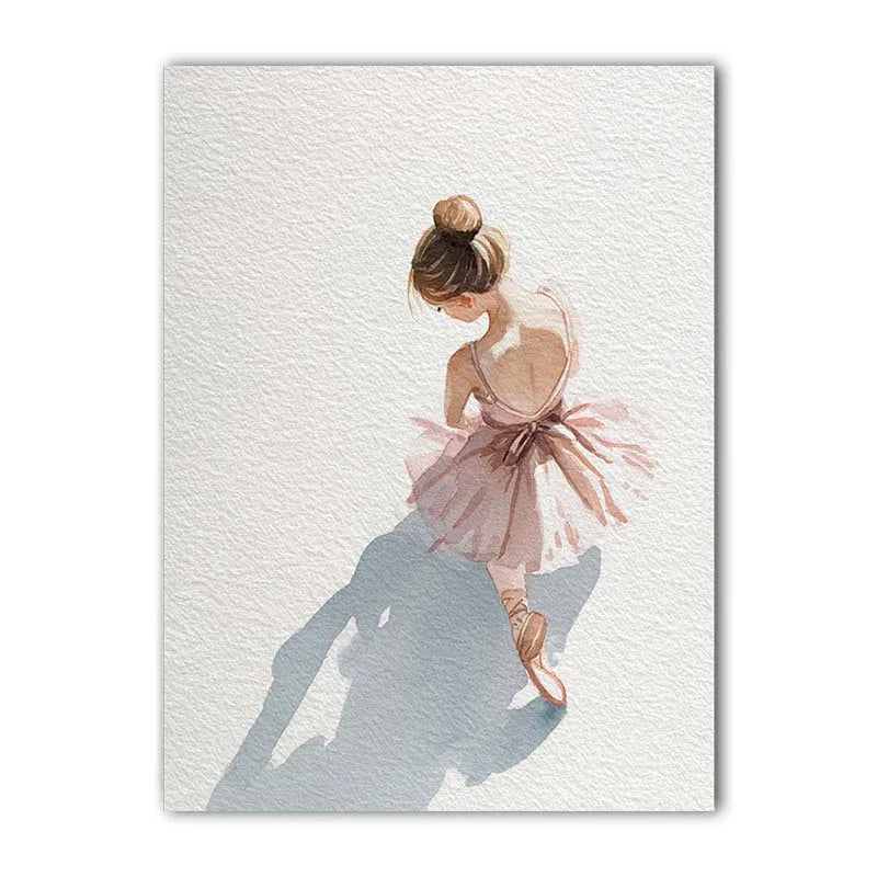 Nordic Ballerina Pink Canvas Wall Art | Girls Bedroom Décor