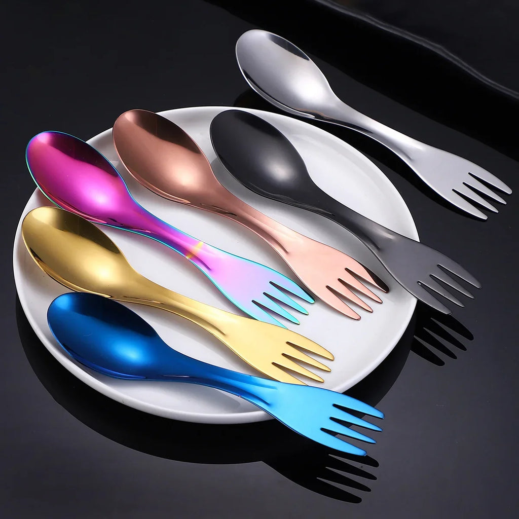 304 Stainless Steel Camping Spork – Multifunctional Fork & Spoon