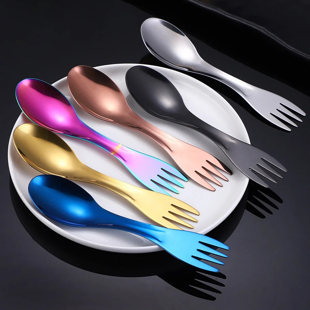 304 Stainless Steel Camping Spork – Multifunctional Fork & Spoon
