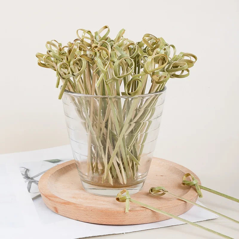 100-Pack Bamboo Knotted Skewers – Cocktail, Fruit & Buffet Picks