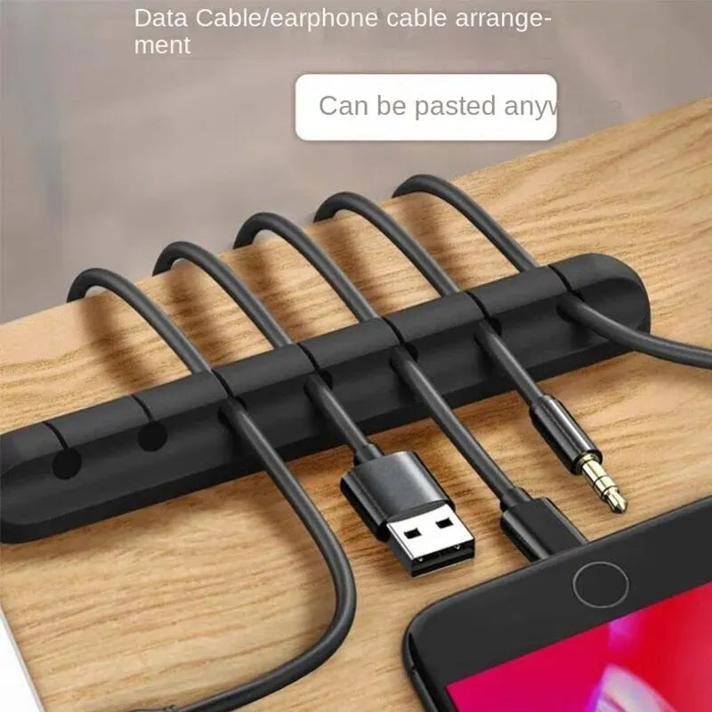 Silicone Desktop Cable Organizer – Self-Adhesive, 5 or 7 Holes