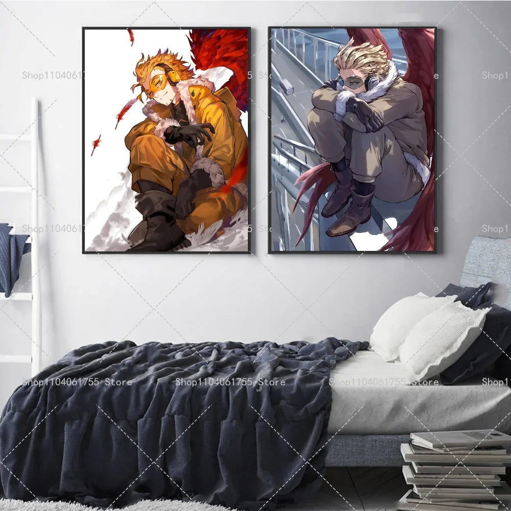 My Hero Academia Hawks Anime Poster – Self-Adhesive Wall Art