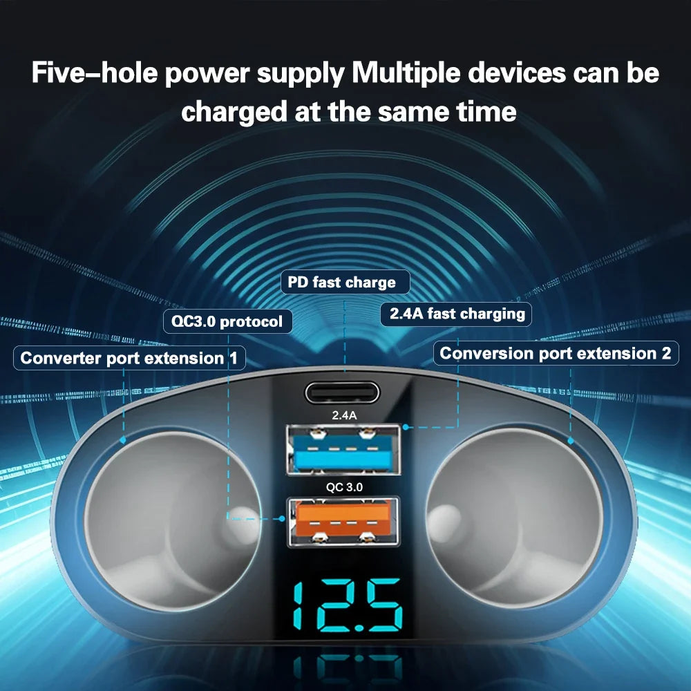 Dual USB PD 66W Fast Car Charger – Multi-Device Charging