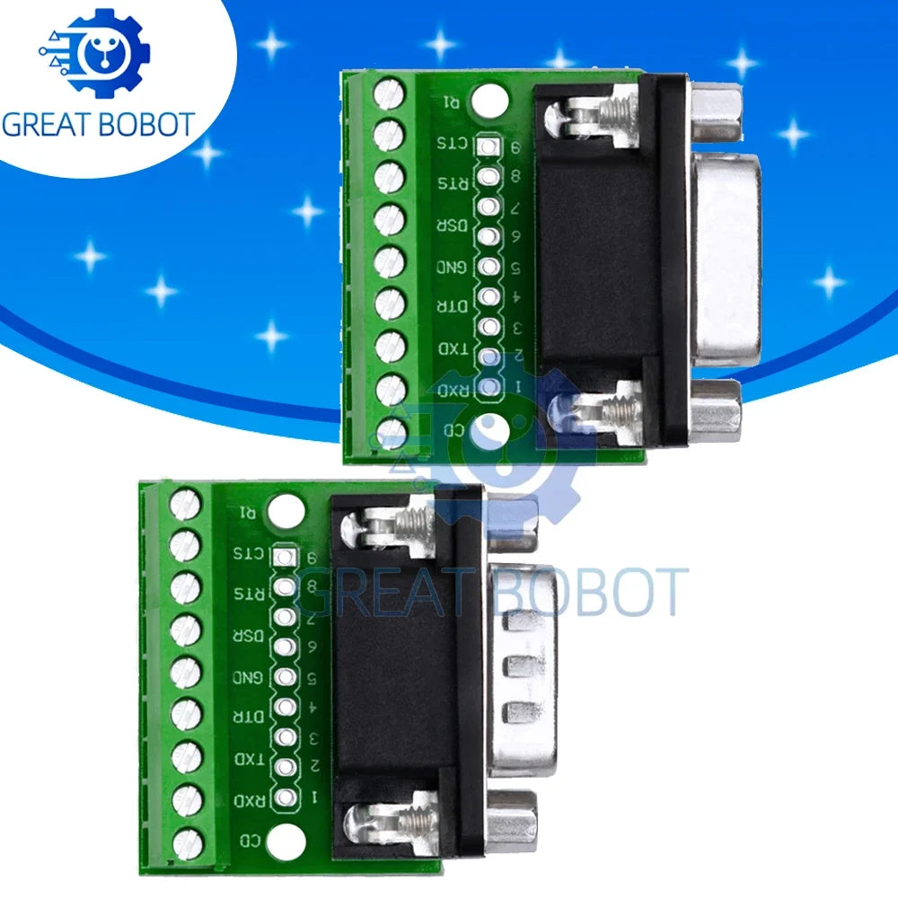 DB9 RS232 9-Pin Solderless Breakout Board Terminal Adapter