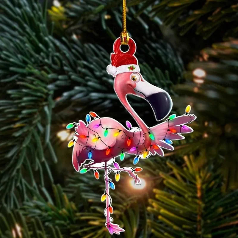 Acrylic Christmas Ornaments – Deer, Flamingo, Lion & Rooster