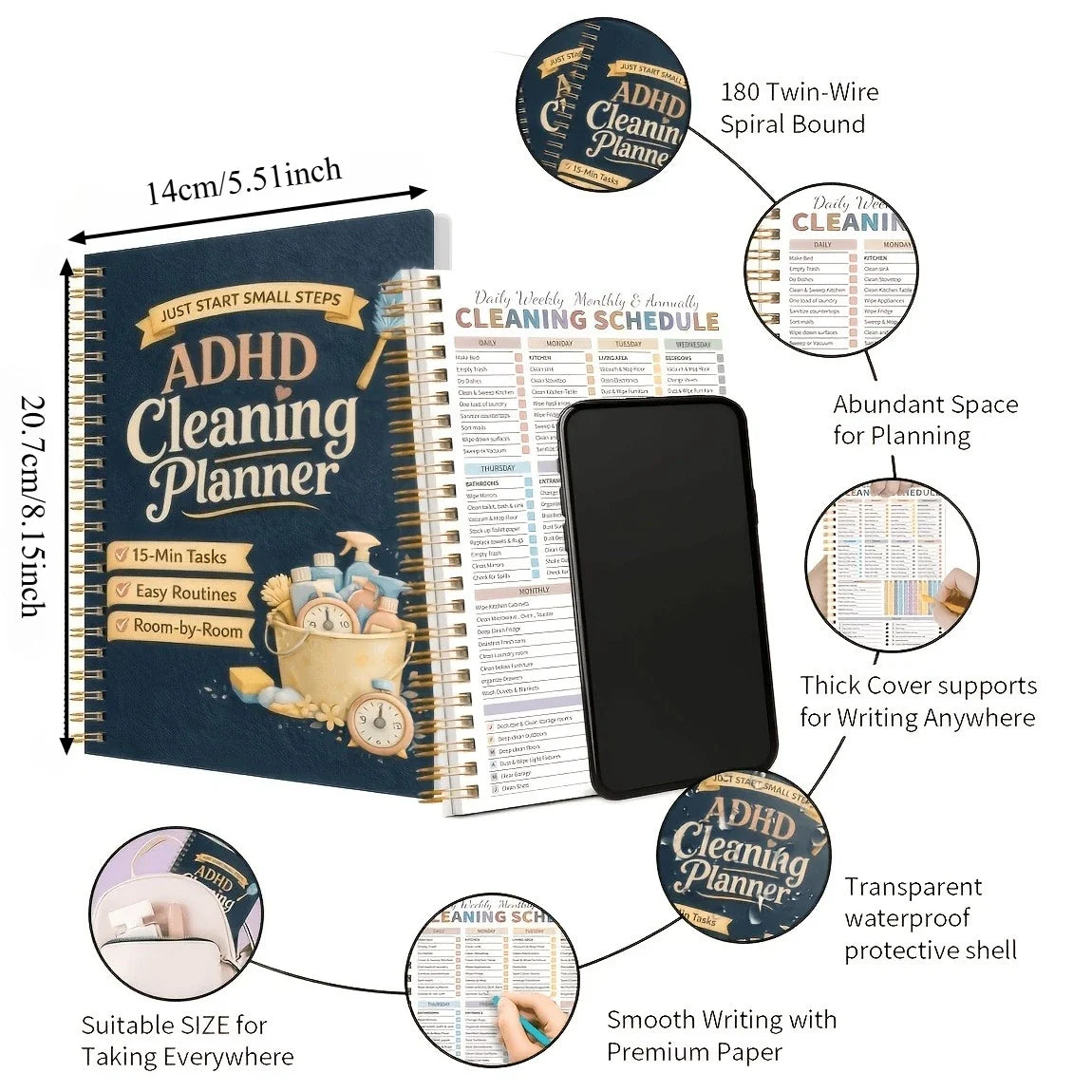 Spiral-Bound Cleaning Planner – Color-Coded Home & Office Schedule