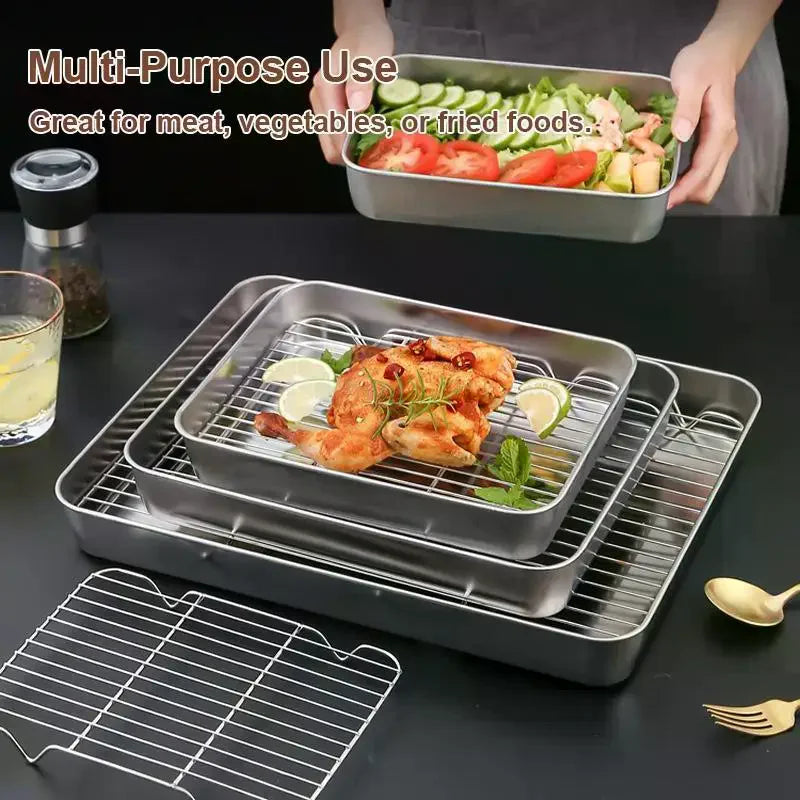 Stainless Steel Baking Tray Set with Removable Cooling Rack