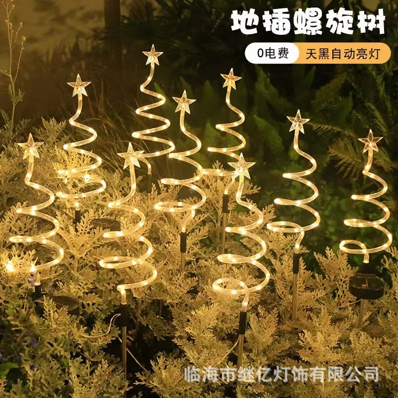 Led Solar Floor Insert Lights Spiral Christmas Garden Lawn Camping