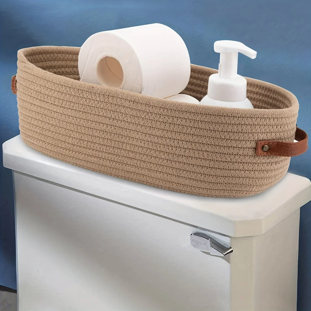 Oval Handle Bathroom Storage Basket Clothes Box Layered Finishing