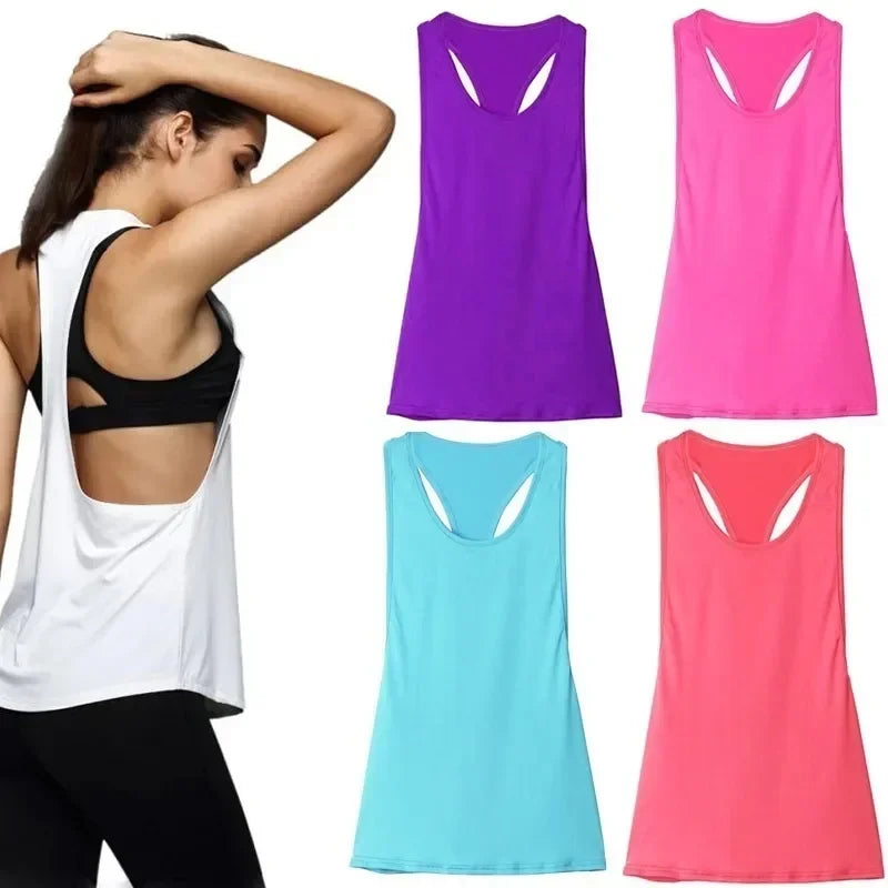 Sports Overshirt Women's Fitness Tank Back T-shaped Quick Dried Slim