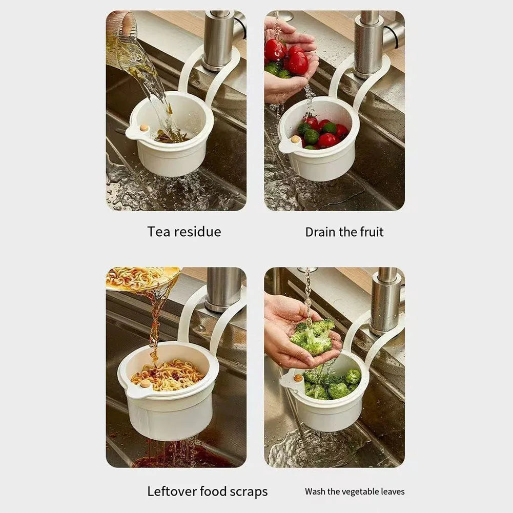 Sink Hanging Strainer Basket – Snap-On Faucet Drain Organizer
