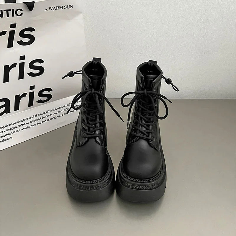 Women's Retro Platform Ankle Boots – British Square Heel