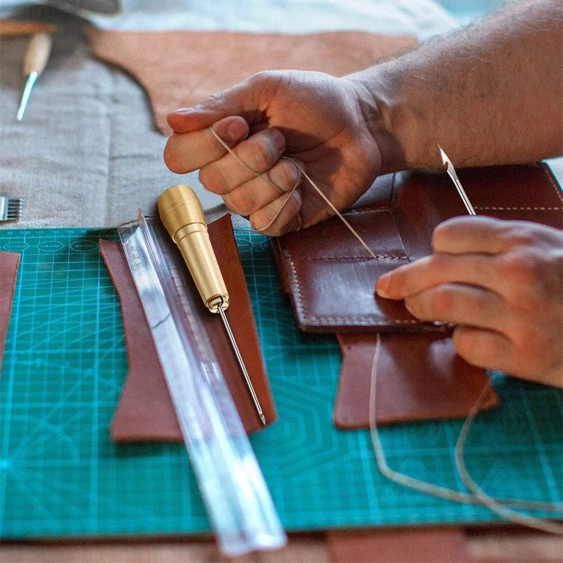 Copper Handle Sewing Awl Stitcher Shoe Repair Tool DIY Canvas Leather