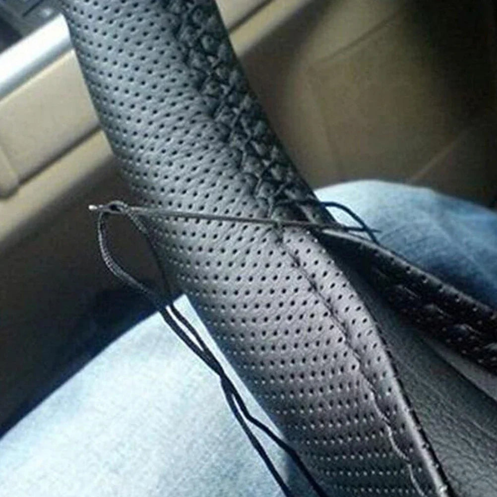 DIY PU Leather Steering Wheel Cover with Needle & Thread