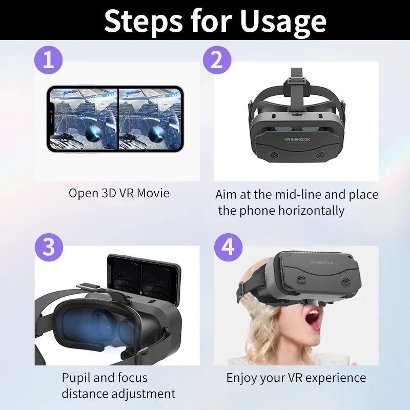 3D VR Headset Goggles for iPhone & Android | 110° FOV