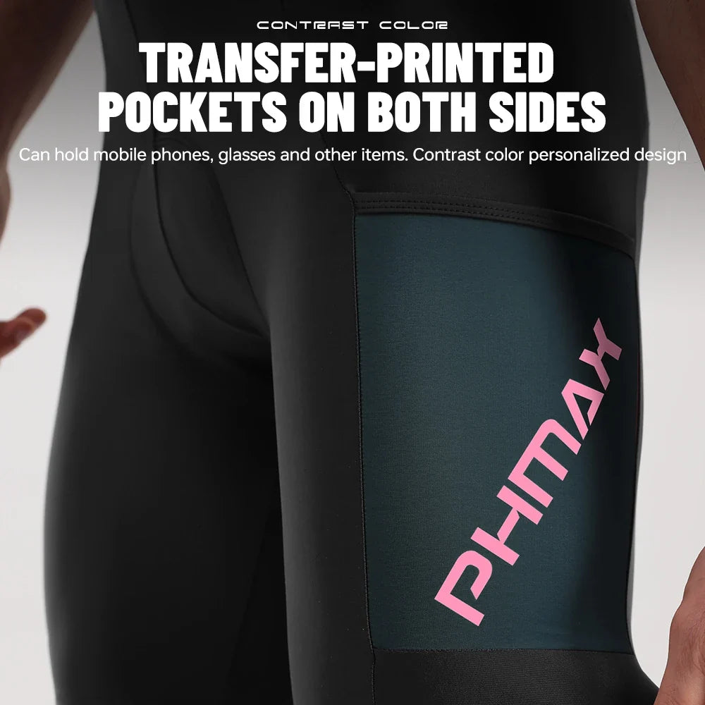 PHMAX Men's Cycling Bib Shorts | 5D Silicone Gel Pad, Breathable
