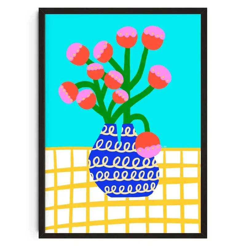 Pink Flower Market Vase Canvas Wall Art | Nordic Floral Print
