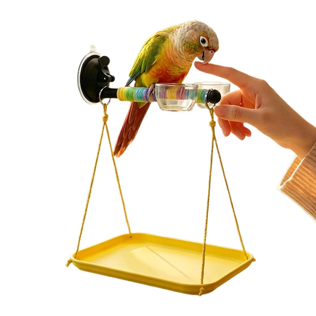 Bird Perch Stand Suction Cup Grinding Stick Window Toy Parakeet
