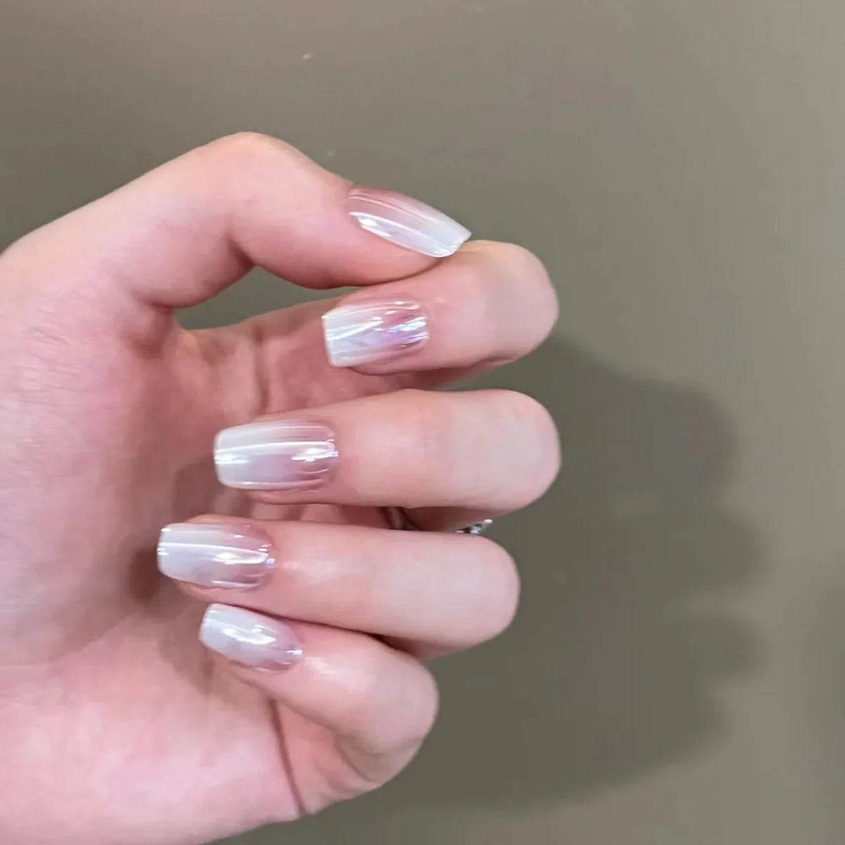 Aurora Press On Nails Gradient Pink Square Fake Nails 10pcs